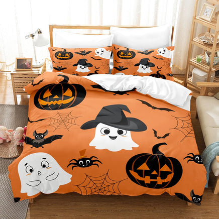 Spooky Halloween Series Bed Sheet Set - Complete Three-piece Holiday Bedding Set 5style