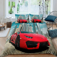 Sports Car Duvet Cover Set Luxury High Quality Bedding Double Queen King Bedclothes Boys Home Textile 4