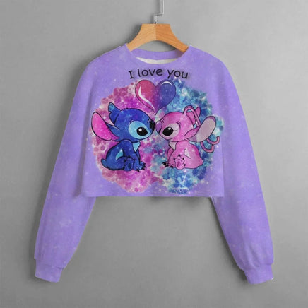 Spring and Autumn Girls' Short Sweatshirt Stitch Print Pullover 5