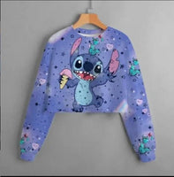 Spring and Autumn Girls' Short Sweatshirt Stitch Print Pullover 13