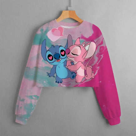Spring and Autumn Girls' Short Sweatshirt Stitch Print Pullover 6