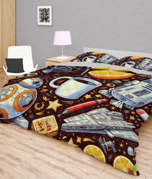Starwars bedding - Darth Vader BB-8 graphics duvet covers linen high quality cotton quilt sets and pillowcase - Lusy Store LLC