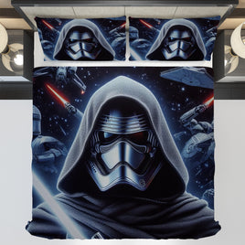 Starwars bedding - Kylo Ren black graphics duvet covers linen high quality cotton quilt sets and pillowcase - Lusy Store LLC