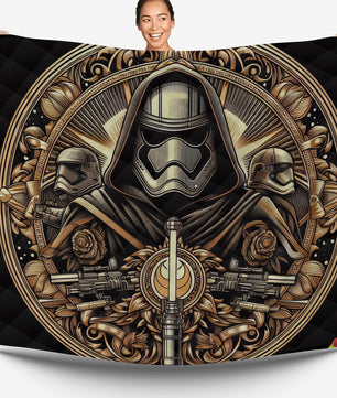 Starwars bedding - Kylo Ren luxury black gold graphics duvet covers linen high quality cotton quilt sets and pillowcase - Lusy Store LLC