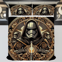 Starwars bedding - Kylo Ren luxury black gold graphics duvet covers linen high quality cotton quilt sets and pillowcase - Lusy Store LLC