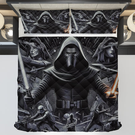 Starwars bedding - Kylo Ren luxury black graphics duvet covers linen high quality cotton quilt sets and pillowcase - Lusy Store LLC