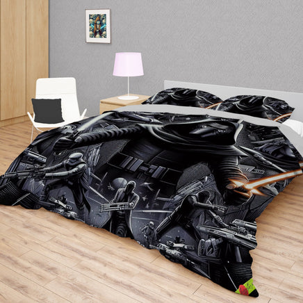 Starwars bedding - Kylo Ren luxury black graphics duvet covers linen high quality cotton quilt sets and pillowcase - Lusy Store LLC