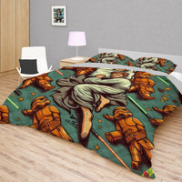 Starwars bedding - Obi-Wan Kenobi funny cartoon duvet covers linen high quality cotton quilt sets and pillowcase - Lusy Store LLC