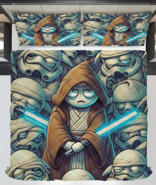Starwars bedding - Obi-Wan Kenobi funny cartoon duvet covers linen high quality cotton quilt sets and pillowcase - Lusy Store LLC