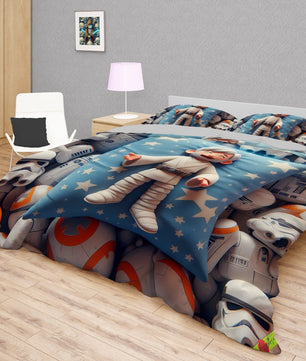 Starwars bedding - Obi-Wan Kenobi funny cartoon duvet covers linen high quality cotton quilt sets and pillowcase - Lusy Store LLC