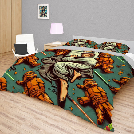 Starwars bedding - Obi-Wan Kenobi funny cartoon duvet covers linen high quality cotton quilt sets and pillowcase - Lusy Store LLC