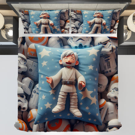 Starwars bedding - Obi-Wan Kenobi funny cartoon duvet covers linen high quality cotton quilt sets and pillowcase - Lusy Store LLC