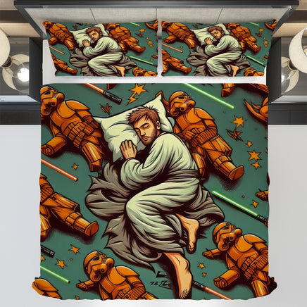 Starwars bedding - Obi-Wan Kenobi funny cartoon duvet covers linen high quality cotton quilt sets and pillowcase - Lusy Store LLC