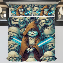 Starwars bedding - Obi-Wan Kenobi funny cartoon duvet covers linen high quality cotton quilt sets and pillowcase - Lusy Store LLC