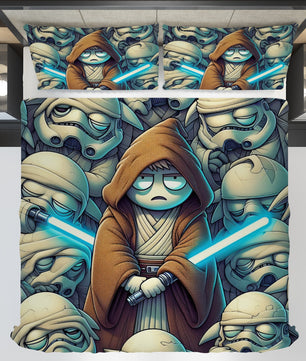 Starwars bedding - Obi-Wan Kenobi funny cartoon duvet covers linen high quality cotton quilt sets and pillowcase - Lusy Store LLC
