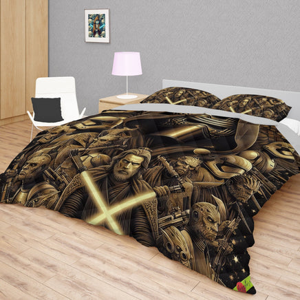 Starwars bedding - Obi-Wan Kenobi luxury graphics duvet covers linen high quality cotton quilt sets and pillowcase - Lusy Store LLC