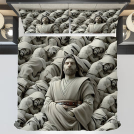Starwars bedding - Obi-Wan Kenobi white graphics duvet covers linen high quality cotton quilt sets and pillowcase - Lusy Store LLC