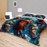 Starwars bedding - Obi-Wan Kenobi Yoda graphics duvet covers linen high quality cotton quilt sets and pillowcase - Lusy Store LLC