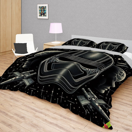 Starwars bedding - Stormtrooper black graphics duvet covers linen high quality cotton quilt sets and pillowcase - Lusy Store LLC