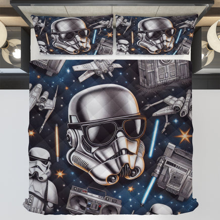 Starwars bedding - Stormtrooper Darth Vader cool graphics duvet covers linen high quality cotton quilt sets and pillowcase - Lusy Store LLC