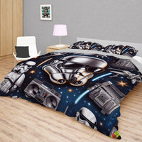 Starwars bedding - Stormtrooper Darth Vader cool graphics duvet covers linen high quality cotton quilt sets and pillowcase - Lusy Store LLC