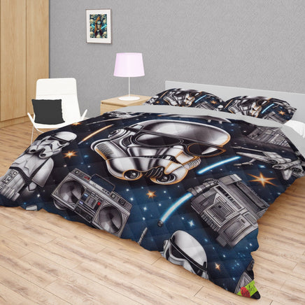 Starwars bedding - Stormtrooper Darth Vader cool graphics duvet covers linen high quality cotton quilt sets and pillowcase - Lusy Store LLC