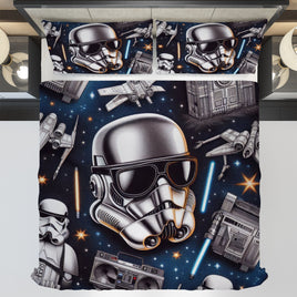 Starwars bedding - Stormtrooper Darth Vader cool graphics duvet covers linen high quality cotton quilt sets and pillowcase - Lusy Store LLC
