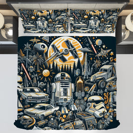 Starwars bedding - Stormtrooper R2-D2 graphics duvet covers linen high quality cotton quilt sets and pillowcase - Lusy Store LLC