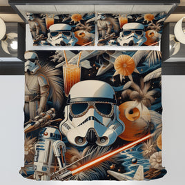 Starwars bedding - Stormtrooper summer graphics duvet covers linen high quality cotton quilt sets and pillowcase - Lusy Store LLC