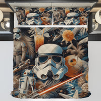 Starwars bedding - Stormtrooper summer graphics duvet covers linen high quality cotton quilt sets and pillowcase - Lusy Store LLC