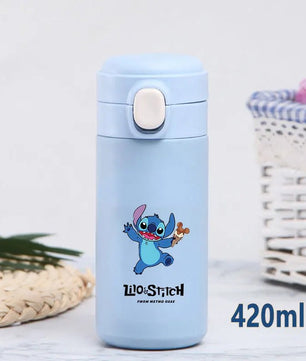 Stitch 420ml Thermal Cup Sports Water Bottle Kids Portable Large Capacity Outdoor Stainless Steel - Lusy Store LLC