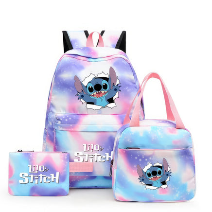 Stitch Backpack 3pcs/set Lilo Stitch Student Boy Girl Schoolbag Colorful with Lunch Bag - Lusy Store LLC