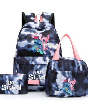 Stitch Backpack 3pcs/set Lilo Stitch Student Boy Girl Schoolbag Colorful with Lunch Bag - Lusy Store LLC