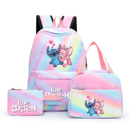 Stitch Backpack 3pcs/set Lilo Stitch Student Boy Girl Schoolbag Colorful with Lunch Bag - Lusy Store LLC