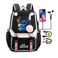 Stitch Backpack Cartoon Student Teenagers Bookbag Boy Girl Travel School - Lusy Store LLC