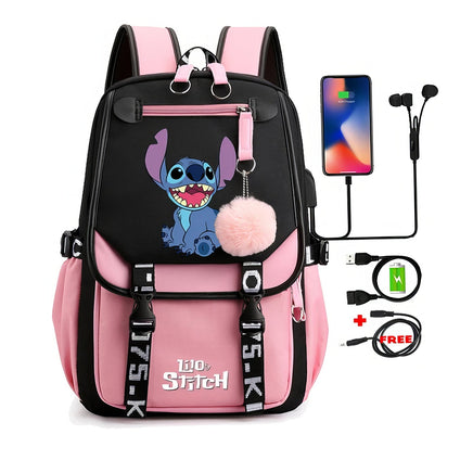 Stitch Backpack Cartoon Student Teenagers Bookbag Boy Girl Travel School - Lusy Store LLC
