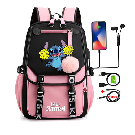 Stitch Backpack Cartoon Student Teenagers Bookbag Boy Girl Travel School - Lusy Store LLC