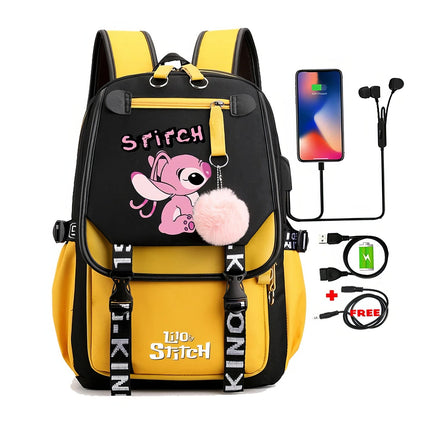 Stitch Backpack Cartoon Student Teenagers Bookbag Boy Girl Travel School - Lusy Store LLC