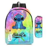 Stitch Backpack Primary and Secondary School Students Cartoon Cute School Bag - Lusy Store LLC