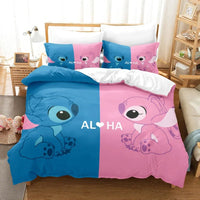 Stitch Bedding Set Cute Stitch Duvet Cover Pillowcase Children Bed Set Twin King - Lusy Store LLC