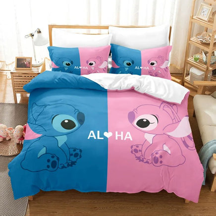 Stitch Bedding Set Cute Stitch Duvet Cover Pillowcase Children Bed Set Twin King - Lusy Store LLC