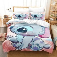 Stitch Bedding Set Cute Stitch Duvet Cover Pillowcase Children Bed Set Twin King - Lusy Store LLC