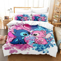 Stitch Bedding Set Cute Stitch Duvet Cover Pillowcase Children Bed Set Twin King - Lusy Store LLC