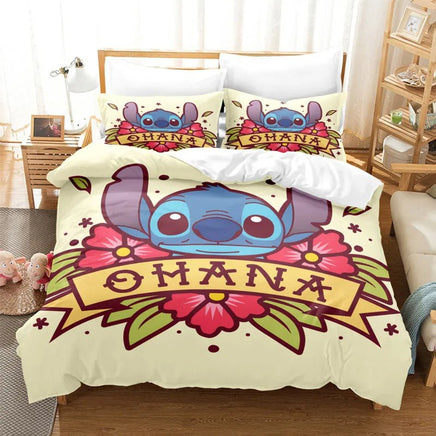 Stitch Bedding Set Cute Stitch Duvet Cover Pillowcase Children Bed Set Twin King - Lusy Store LLC