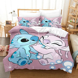 Stitch Bedding Set Cute Stitch Duvet Cover Pillowcase Children Bed Set Twin King - Lusy Store LLC
