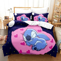 Stitch Bedding Set Cute Stitch Duvet Cover Pillowcase Children Bed Set Twin King - Lusy Store LLC