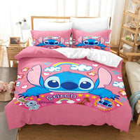 Stitch Bedding Set Cute Stitch Duvet Cover Pillowcase Children Bed Set Twin King - Lusy Store LLC