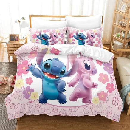 Stitch Bedding Set Cute Stitch Duvet Cover Pillowcase Children Bed Set Twin King - Lusy Store LLC