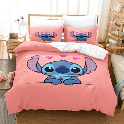 Stitch Bedding Set Cute Stitch Duvet Cover Pillowcase Children Bed Set Twin King - Lusy Store LLC