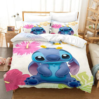 Stitch Bedding Set Cute Stitch Duvet Cover Pillowcase Children Bed Set Twin King - Lusy Store LLC